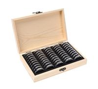 Kyrio Confezione da 50 portamonete portamonete in legno con capsule rotonde in plastica per monete, portamonete portamonete per raccoglitori di monete (18 mm/20 mm/23 mm/25 mm/27 mm/30 mm)