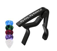 Kyser Capotasto per chitarra acustica Fender Classical Electric Guitar Capo con 5 plettri, idea regalo musicale gratuita per Natale e compleanno (Black My Key My Rules)