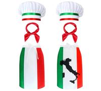 Kyson Costume da chef italiano, 6 pezzi, grembiule da chef con bandiera italiana, grembiule e cappello bandane, per uomo e donna, decorazione per feste a tema pizza (set B)