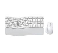KYSONA Tastiera ergonomica con mouse wireless combinato, tastiera Bluetooth split con poggiapolsi, mouse Ergo DPI a 4 livelli per computer Windows Mac OS, bianco