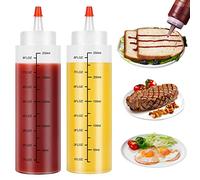 KYSUN 2 PCS Squeeze Bottle,250ml Bottiglia per Squeeze con Tappi,Trasparente Condimento Dispenser per Salsa Condimento Ketchup Maionese Olio