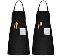 KYSUN 2Pezzi Unisex Regolabile Grembiuli Tasche, Grembiuli Cotone Piliestere, Grembiuli con 2 Tasche, Grembiule da Lavoro, Grembiuli Nero per Cucina Barbecue Ristorante Caffè Chefs Giardinaggio