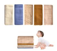 KYSUN 5 Pezzi Asciugamani Bambini, Mussole Neonato Cotone, Salviette Panni in Mussola Neonati, Garza di Cotone Morbido Asciugamano Viso Baby Quadrati, per Pulizia, Bagno, Alimentazione