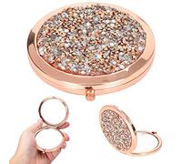 KYSUN Specchio Compatto, Specchietti da Borsetta, Specchio Cosmetico Compatto con Ingrandimento 1X/2x, Specchio Tascabile da Viaggio per Trucco, Pieghevole per Ragazze Donne, Diamante Viola Chiaro