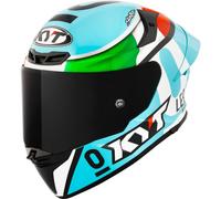 KYT TT-Revo Leopard Replica Tricolore, casco integrale S male Bianco/Azzurro/Verde/Rosso