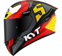 KYT TT Course Flux Casco, rosso/giallo, Taglia XS