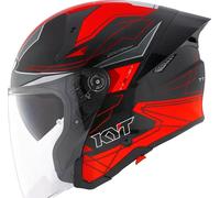 KYT TTR-JET LED, casco aperto M male Nero/Grigio Scuro/Rosso