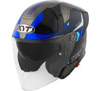 KYT TTR-Jet Led Casco Jet, nero/blu, Taglia M (57/58)