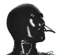 KYTFLCG Lattice Testa Coperchio Unisex Maschera Lattice Nero con Cerniera Cappuccio in Gomma per Cosplay Sexy Latex Gioco(Size:S)