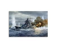 KYTIN Poster vintage su tela della seconda guerra mondiale con corazzata tedesca DKM Bismarck, 60 x 90 cm