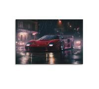 KYTIN Quadro decorativo su tela con auto da corsa classica Italia per Ferrari F40 con sport rossi sulla pioggia, 60 x 90 cm