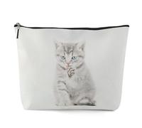 Kytpyi Borsa Cosmetica, Borsa Trucco da Viaggio, Gatto Carino Trousse Trucchi Donna per Amante dei Gatti come Regalo, Personalizzato Lino-cotone Pochette Trucchi per Vita Quotidiano Viaggio