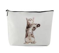 Kytpyi Borsa Cosmetica, Borsa Trucco da Viaggio, Gatto Carino Trousse Trucchi Donna per Amante dei Gatti come Regalo, Personalizzato Lino-cotone Pochette Trucchi per Vita Quotidiano Viaggio