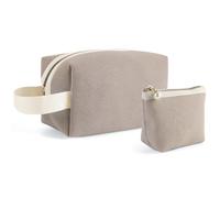 Kytpyi Borsa Cosmetica, Trousse Trucchi Donna, 2 Pezzi Delicato Corduroy Pochette Trucchi con Scompartimento Maneggiare, Portatile Portatrucchi da Viaggio Donna per Vita Quotidiana Viaggio (Cachi)