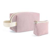 Kytpyi Borsa Cosmetica, Trousse Trucchi Donna, 2 Pezzi Delicato Corduroy Pochette Trucchi con Scompartimento Maneggiare, Portatile Portatrucchi da Viaggio Donna per Vita Quotidiana Viaggio (Rosa)