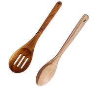 Kytpyi Cucchiaio Legno, Mestoli Cucina, 2 Pezzi 30 * 6cm Cucchiai Resistente al Calore Anti-aderente con Foro per Appendere, Maniglia Estesa Set Mestoli Cucina Leggero Durevole per Cucinare Mescolare
