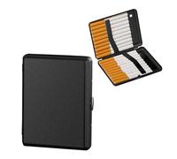 Kytpyi Portasigarette, Portasigarette in Metallo, Moda Semplice Metallo Porta Sigarette per 16~20 Sigarette con Slot per Accendisigari, Portatile Porta Sigaretta Donna Uomo per Regalo (Nero)