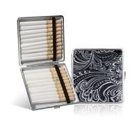 Kytpyi Portasigarette, Portasigarette in Metallo, Retrò Personalizzato Pelle PU Metallo Porta Sigarette per 20 Sigarette, Portatile Elegante Porta Sigaretta Donna Uomo per Regalo (Blu)