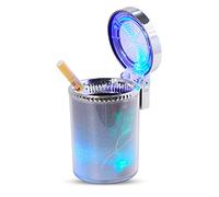 Kytpyi posacenere per auto, posacenere chiuso, Posacenere creativo con illuminazione colorata con luce a led e supporto rimovibile, posacenere portatile autoestinguente con 2 fori per sigarette