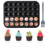 Kytpyi Stampo Muffin, Teglia Muffin, 35 * 26,5 * 2cm Acciaio al Carbonio Stampi per Muffin Anti-aderente Anti Ruggine con 1 Pennello Cucina Silicone, Stampo per Muffin Cupcake Budino Brownies(Nero)