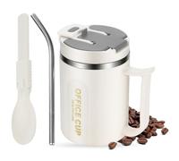 Kytpyi Tazzine Caffe, 500ml Moda Acciaio Inossidabile Termos Caffè con Coperchio 1 Cannuccia 1 Cucchiaio Pieghevole per Casa Scuola Ufficio (Grigio)