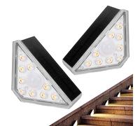 KYUQY 2 Pezzi Luci Solari per Scale da Esterno Aggiornate, Luci di Sicurezza con Sensore di Movimento Bianco Caldo, Lampada Decorativa Impermeabile IP68 per Scale da Giardino, Gradini Anteriori
