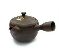 Kyusu - Teiera giapponese in ceramica, 270 ml, con manico laterale e colino da tè in acciaio inox integrato, teiera con una sola mano per la preparazione del tè verde, marrone