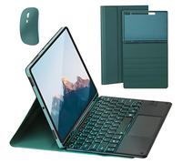 KYVELO Custodia con Tastiera Touchpad e Mouse per Samsung Galaxy Tab S10+/S9+/S9 FE+/S8+/S7 FE/S7 Plus 12.4", Tastiera Bluetooth Rimovibile Retroilluminata 7 Colori, Cover TPU con Porta S Pen (Verde)