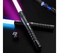 KYWLCO Spada Laser-2 Pezzi per Bambini Lightsaber RGB 15 Colori Ricaricabile USB-C Effetti Sonori FX, 4 modalità di Duello, Spade Laser Collegabili in Metallo-Cosplay,Halloween (2 Pc Nero 78cm)