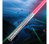 KYWLCO Spada Laser-2 Pezzi per Bambini Lightsaber RGB 15 Colori Ricaricabile USB-C Effetti Sonori FX, 4 modalità di Duello, Spade Laser Collegabili in Metallo-Cosplay,Halloween (1 Pc Argento 78cm)