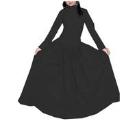 KYXSPINWARDPV Guaina Abito Lungo Donna Manica Lunga In Pelle PVC Mezzo Collo Alto Pieghe Maxi Abiti Vestidos Personalizzazione, Nero , 3XL