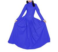 KYXSPINWARDPV Guaina Abito Lungo Donna Manica Lunga In Pelle PVC Mezzo Collo Alto Pieghe Maxi Abiti Vestidos Personalizzazione, Blu reale, 3XL