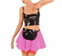 KYXSPINWARDPV Sissy - Costume da cameriera con top corto e gonna a pieghe e grembiule, per cosplay e personalizzazione, rosa, 3XL