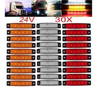 KYYET Luci di posizione laterali a LED DC 24 V, 6 LED 2835 SMD, per camion, rimorchio, camper, pickup, trattore, camion, SUV, barca, antiurto (10 pezzi rossi+10 pezzi bianco + 10 pezzi ambra)