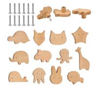 KYYGKY 12 Pz Pomelli in Legno per Mobili Bambini - Maniglie Cameretta con Diversi Motivi di Animali per Armadi Guardaroba