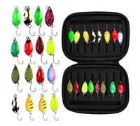 KYYGKY 16 Pezzi Esche Artificiali Spinning Pesca Trota Spoon Trout Area con Borsa Portatile Cucchiaini Pesca Esche Artificiali Spinning Trota per Persico Luccio Spoon Kit