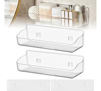 KYYGKY 2 Pezzi Mensole Bagno Senza Foratura Mensole da Muro Mensola Adesiva Bagno Mensola Doccia Acrilico Trasparente Porta Bagnoschiuma da Doccia Mensola Adesiva per Organizer Bagno per Bagno Cucina