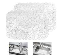 KYYGKY 2 Pezzi Tappetino Lavello Cucina 30x40cm Proteggi Lavello Cucina Tappetino Lavandino Cucina Drenaggio Rapido Tappetino per Lavello a Forma di Ciottolo Tappetino per Lavello Cucina Trasparente