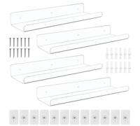 KYYGKY 4 Pz Mensola Bianca da Muro Mensole Bagno Cameretta Mensole da Muro Cucina Design con Accessori di Montaggio Mensola da Parete Bianco Scaffale da Parete Mensole Galleggianti per Bagno Cucina