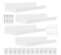 KYYGKY 4 Pz Mensola Bianca da Muro - Scaffale Galleggiante per Bagno, Cucina, Cameretta con Accessori di Montaggio