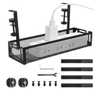 KYYGKY Cable Management Cestino Per Cavi In Rete Senza Trapano Raccogli Cavi Scrivania Organizer Cavi Scrivania Portacavi Sotto Scrivania Vassoio Portacavi Sotto Scrivania per Ufficio e Casa