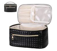 KYYGKY Pochette Trucchi Borsello Trucco Donn Beauty Case Da Viaggio Washbag Pochette Donna Trucchi Impermeabile Con tasca con cerniera Borsa Trucchi in pelle PU Portatrucchi per Viaggio（nero）
