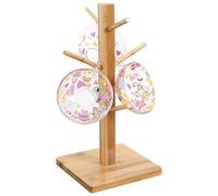 KYYGKY Portabicchieri in Bambù Porta Tazzine da Caffè Verticale Portabicchieri Caffe Appoggio Appendi Tazze Sottomensola da Caffe per Cucina Ristorante Bar (Colore del legno quadrato)