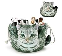KYYGKY Trousse Trucchi Donna Gatto Pochette Trucchi Borsa Gatto Grande Capacità Borsa a Forma di Gatto Donna Borsa Cosmetica Con Coulisse Portatrucchi da Viaggio Donna per Idee Regalo Donna Ragazza