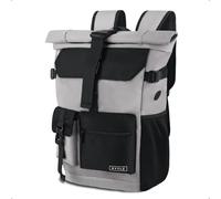 KYYLZ 28L Zaino Rolltop Uomo Donna con Scomparto per Laptop, Zaino da Viaggio Espandibile, Rains Impermeabile, per Casual Lavoro Università Escursionismo e attività all’Aperto, Large (grigio)