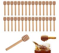 KYYLZ 30 Pezzi Spargimiele Legno Piccoli, Cucchiaini Bastoncini Miele Legno Piccoli Mini Spargimiele 8 cm per Vaso di Miele Jar Ringraziamento Matrimonio Battesimo