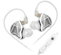 KZ Axas - Auricolari da gioco FPS con driver Hi-Fi, cavo staccabile, scheda audio portatile, auricolari cablati Esports per PC, interruttori, ecc. (bianco, con microfono)