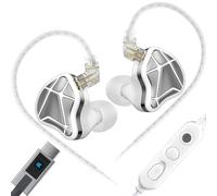 KZ Axas - Auricolari da gioco FPS con driver Hi-Fi, cavo staccabile, scheda audio portatile, auricolari cablati Esports per PC, interruttori, ecc. (bianco, tipo C)