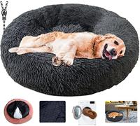 KZhanmy Cuccia per Cani Gatti,Cuscino Rotondo Lettino per Cane Interno,Morbido Peluche Indistruttibile Pelosa Calmante Letto Cani Antistress 17 Colori,Sfoderabile- Dark Gray|| 2XL-90cm/35.4in