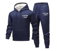 KZHPLXQ Tuta Invernale Personalizzata da Uomo con Cappuccio e Pantaloni della Tuta Foderati in Pile Spesso, Stampa del Logo e Dell'immagine del Testo Personalizzati Color1,S